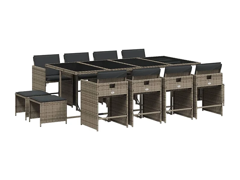 Enfield  13-delige Tuinset met kussens poly rattan grijs