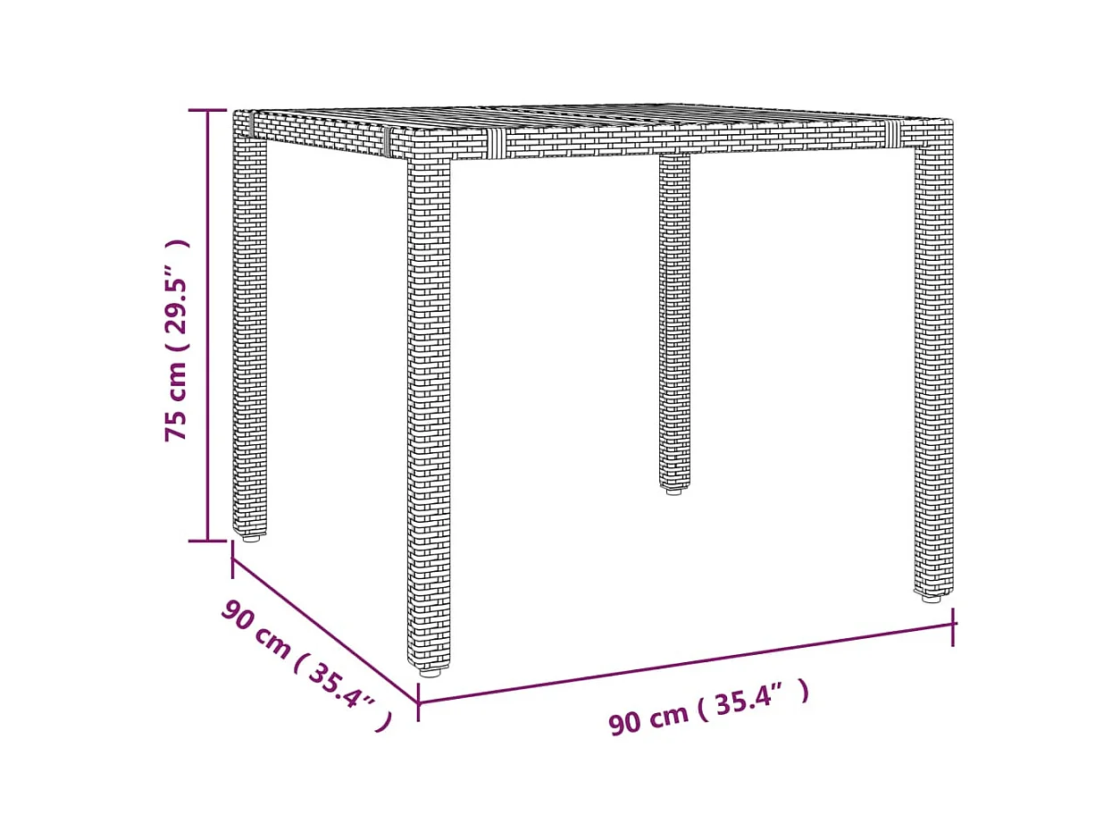 Ziriel  5-delige Tuinset met kussens poly rattan zwart
