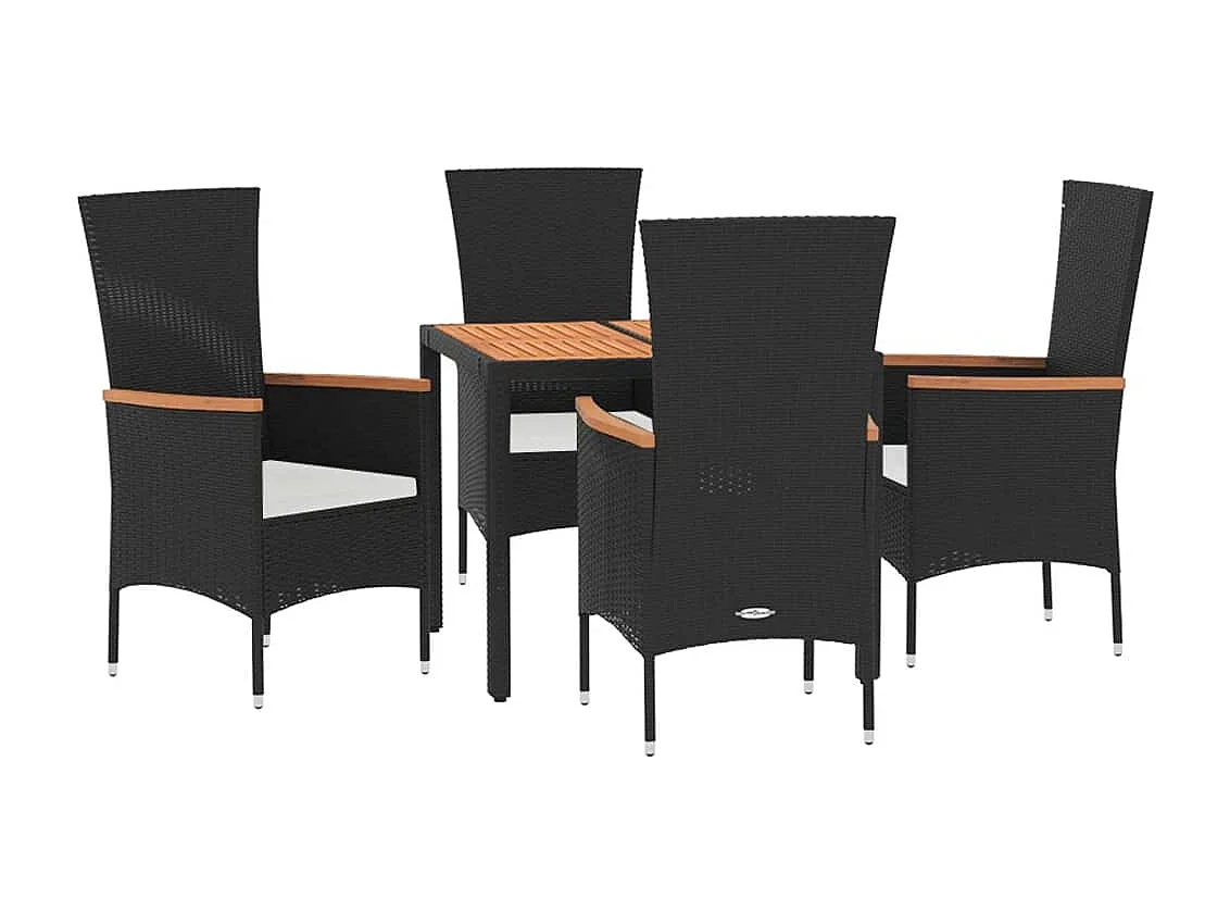 Ziriel  Set de muebles jardín 5 pzas con cojines ratán sintético negro