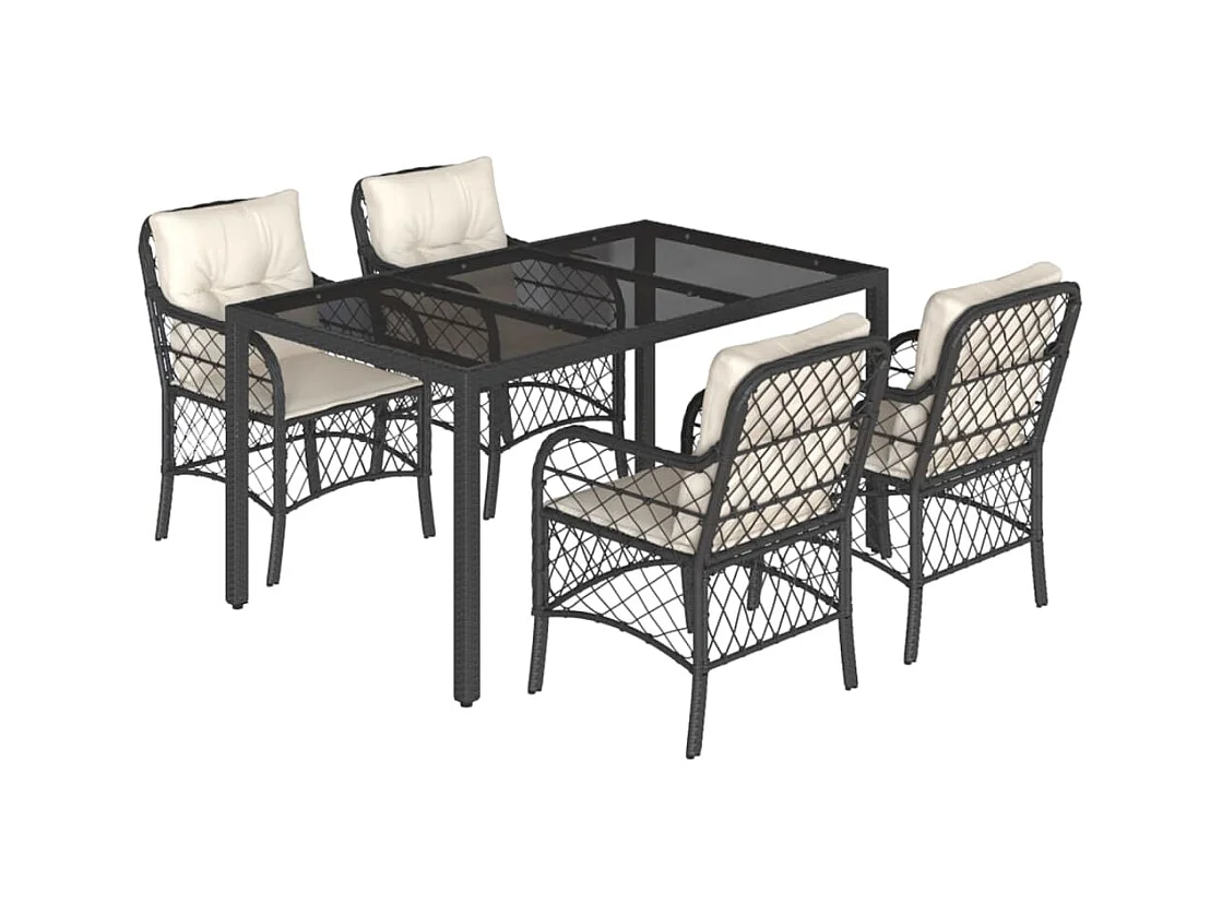 Harmelen  5-delige Tuinset met kussens poly rattan zwart