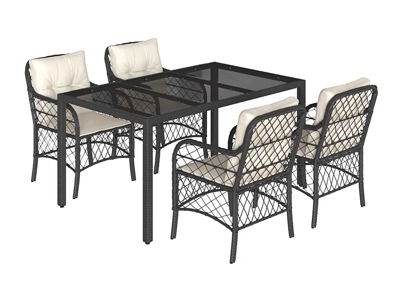 Harmelen  5-delige Tuinset met kussens poly rattan zwart