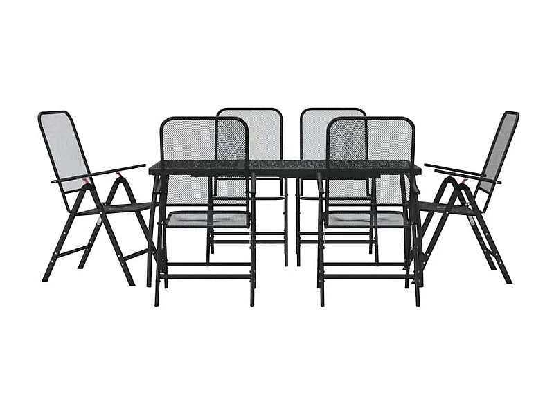 Jenneke  Ensemble à manger de jardin 7 pcs anthracite métal maille