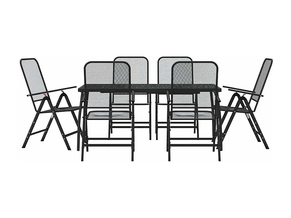 Jenneke  Ensemble à manger de jardin 7 pcs anthracite métal maille