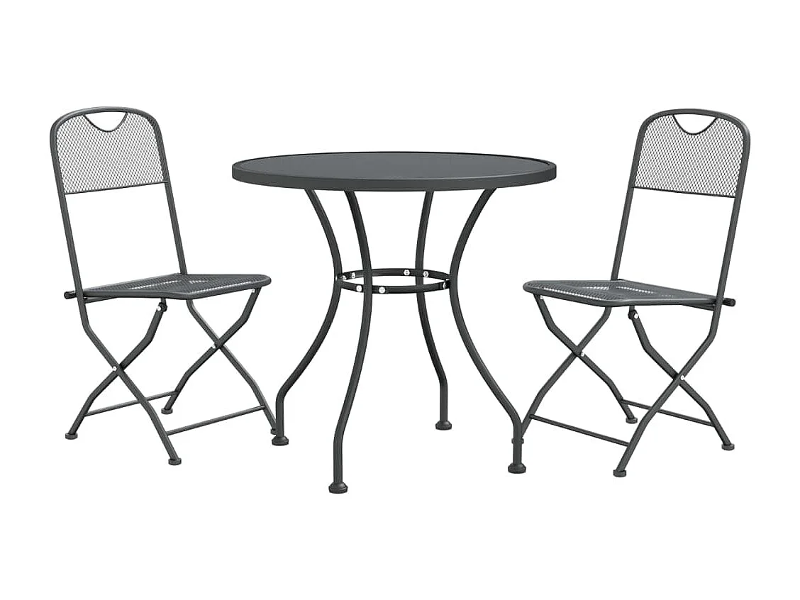 Prolenta Premium -  Ensemble à manger de jardin 3 pcs Maille Métal Anthracite
