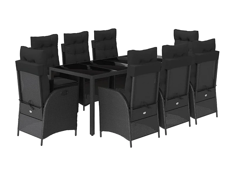 Chattanooga  9-delige Tuinset poly rattan zwart