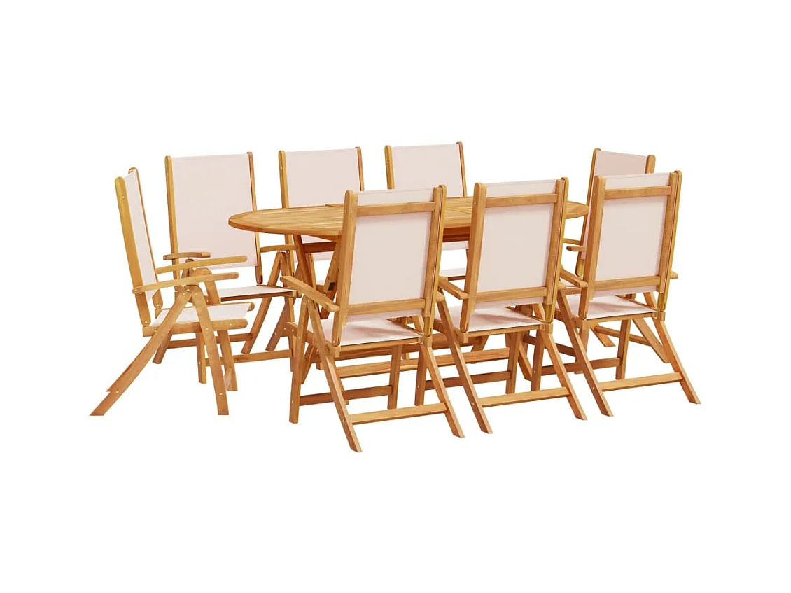 Fjorda  Juego comedor de jardín 9 pzas madera maciza acacia y textileno
