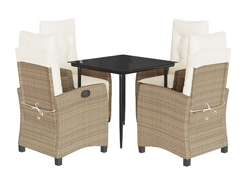 Agerskov  5-delige Tuinset met kussens poly rattan beige