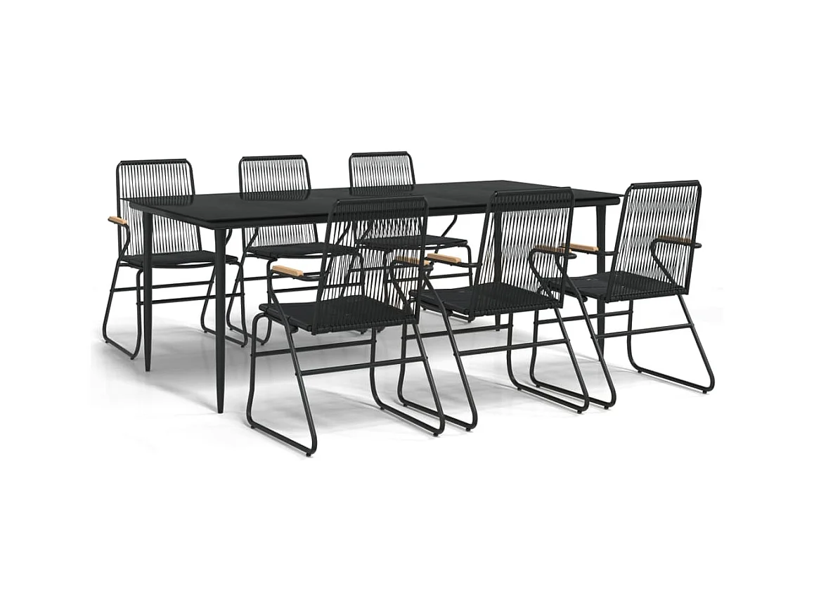 Ayisha  7-delige Tuinset PVC-rattan zwart