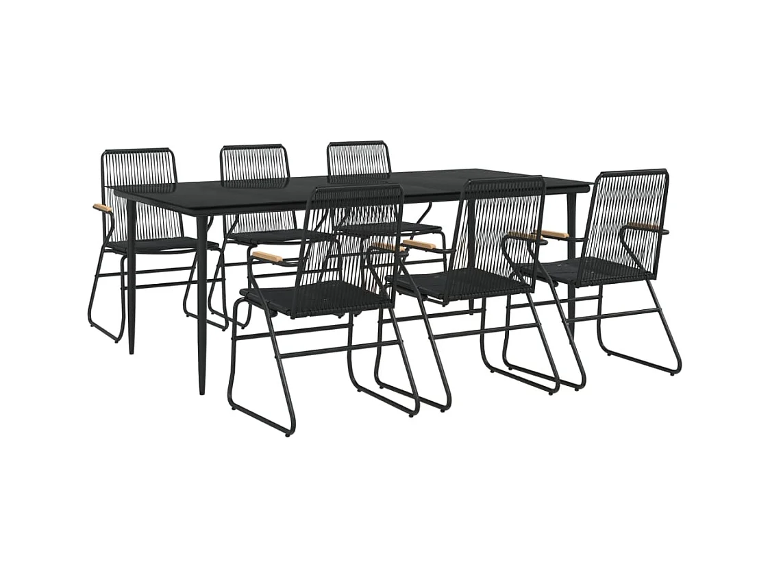 Ayisha  7-delige Tuinset PVC-rattan zwart