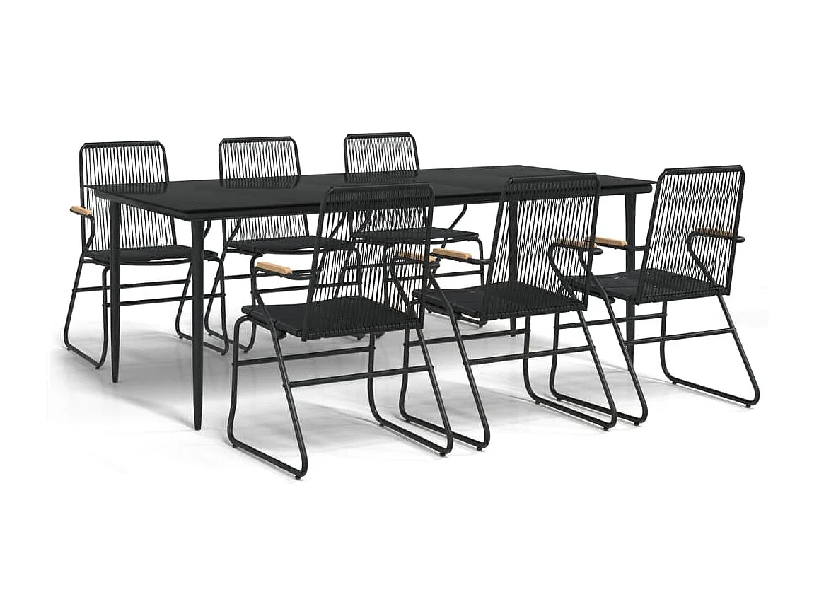 Ayisha  Ensemble à manger de jardin 7 pcs Noir Rotin PVC