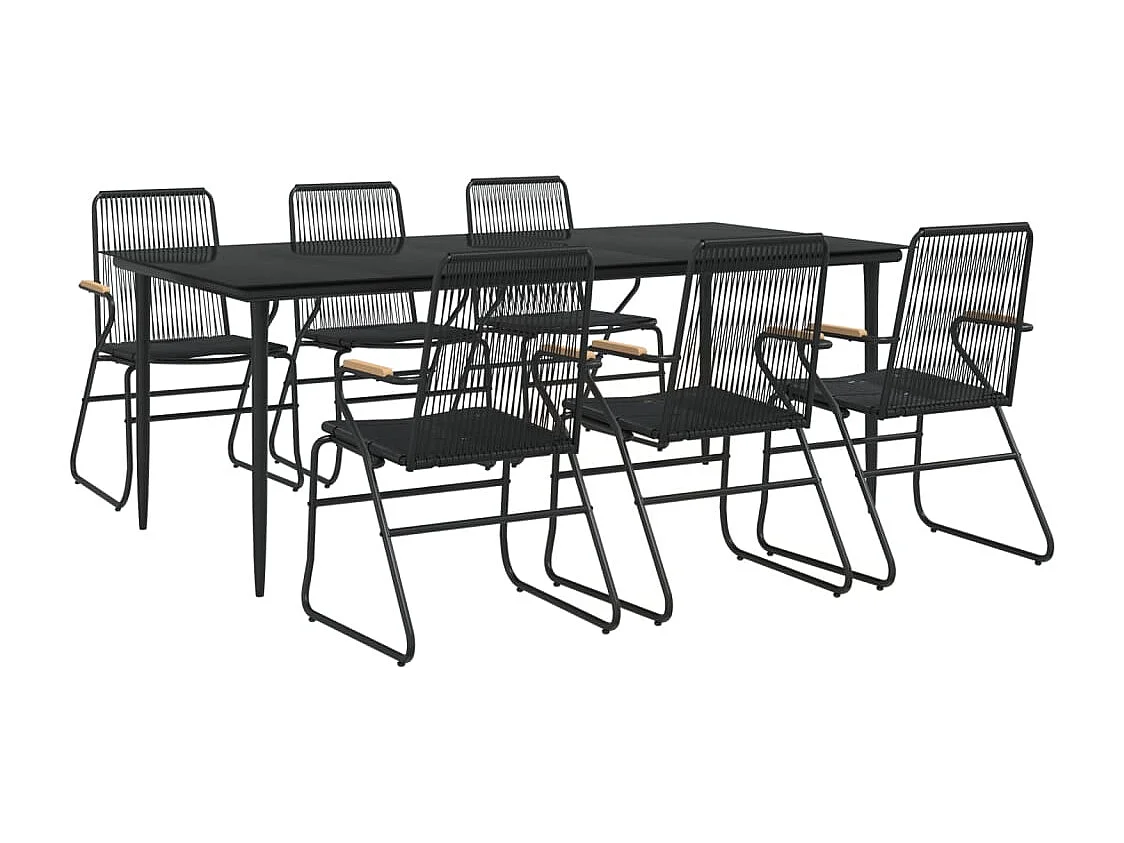 Ayisha  Ensemble à manger de jardin 7 pcs Noir Rotin PVC