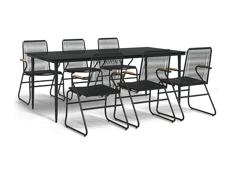 Ayisha  7-delige Tuinset PVC-rattan zwart