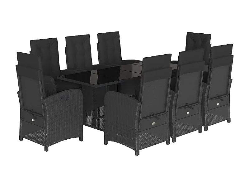 Almkerk  9-delige Tuinset poly rattan zwart