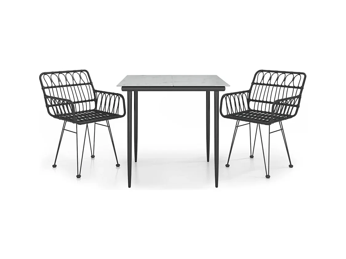 Arkadelphia  3-delige Tuinset poly rattan zwart