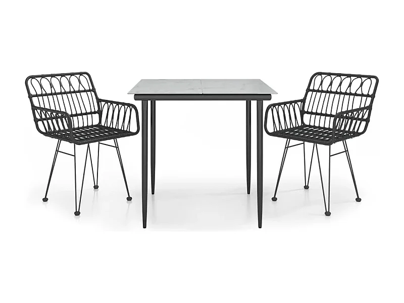 Arkadelphia  3-delige Tuinset poly rattan zwart