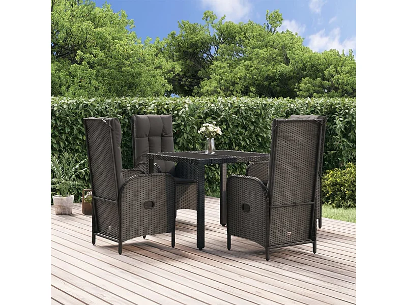 Prolenta Premium -  5-delige Tuinset met kussens poly rattan zwart