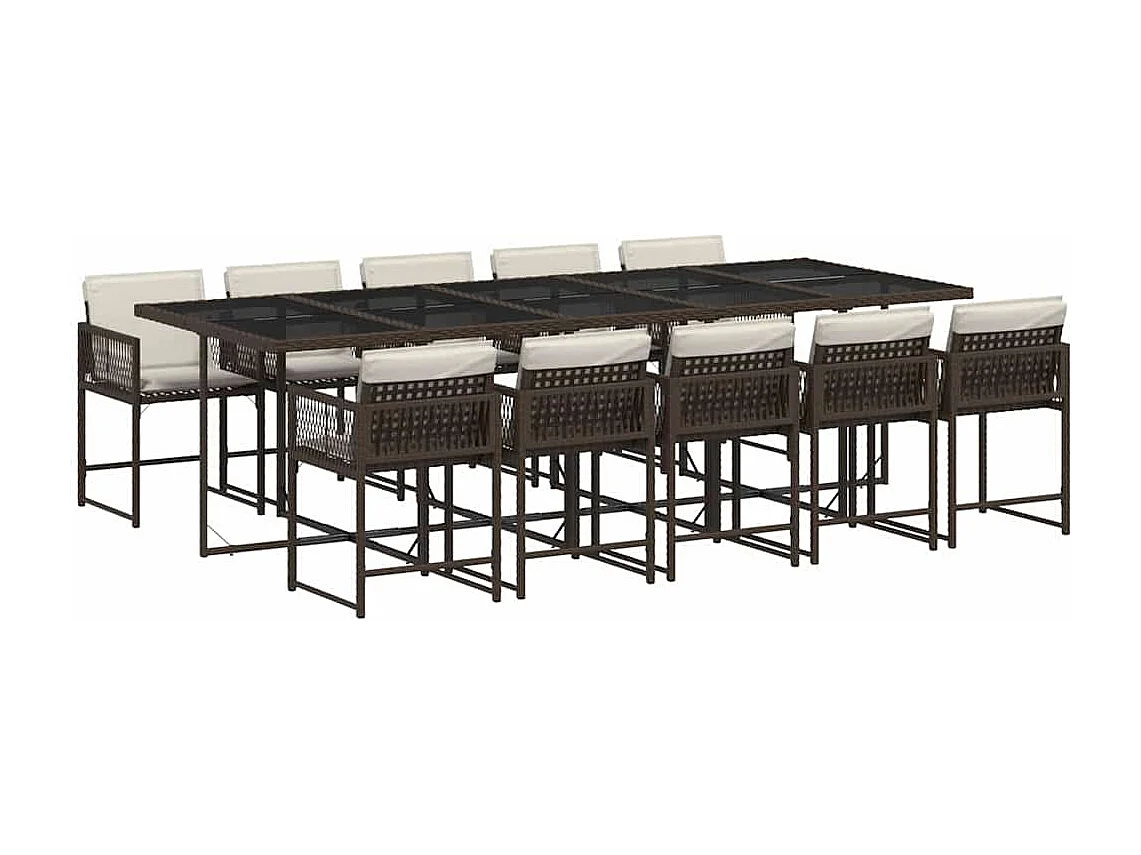 Sharif  11-delige Tuinset met kussens poly rattan bruin