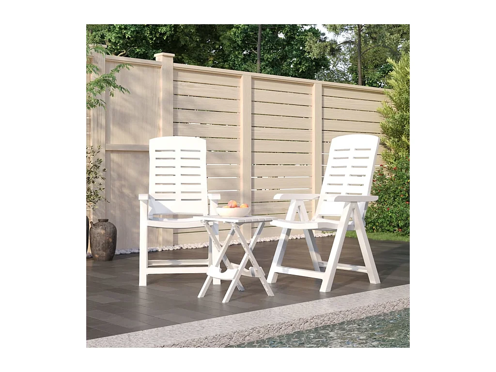 Garden Furniture -  Ensemble à manger de jardin 3 pcs Blanc Polypropylène
