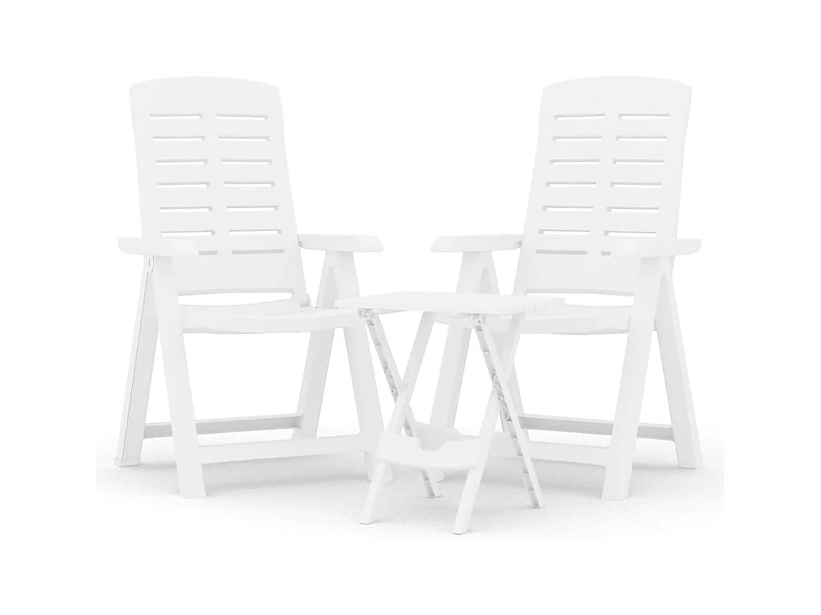 Garden Furniture -  Ensemble à manger de jardin 3 pcs Blanc Polypropylène