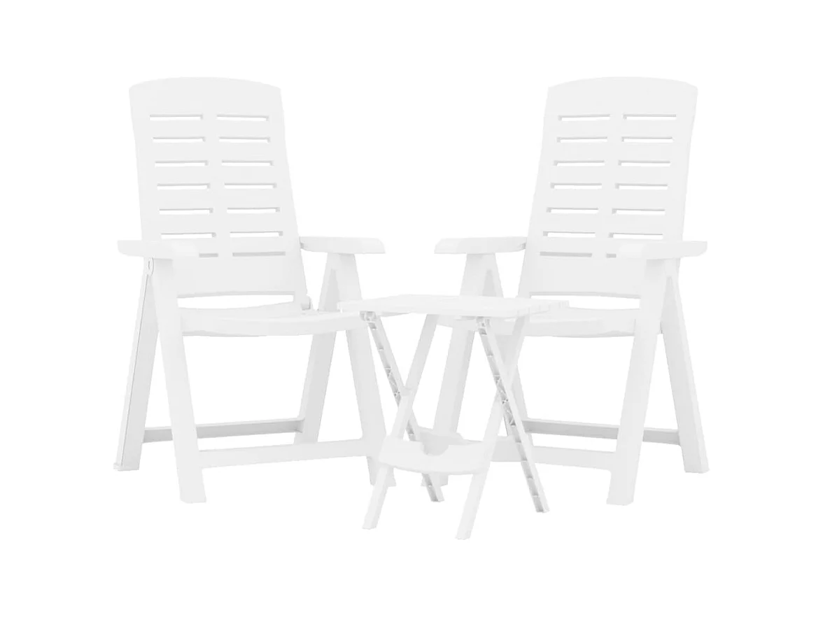 Garden Furniture -  Ensemble à manger de jardin 3 pcs Blanc Polypropylène
