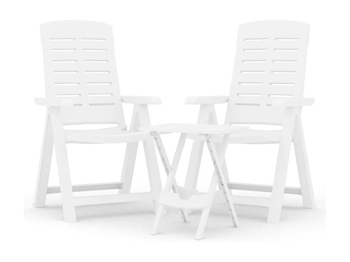 Garden Furniture -  Ensemble à manger de jardin 3 pcs Blanc Polypropylène