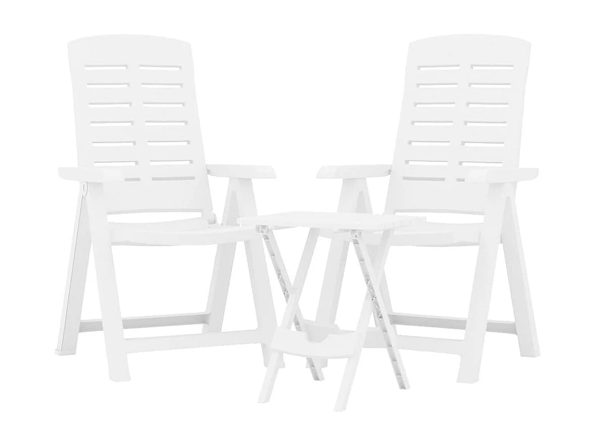 Garden Furniture -  Ensemble à manger de jardin 3 pcs Blanc Polypropylène