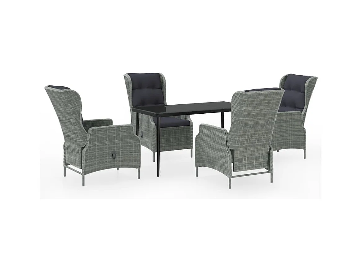 Mayra  Ensemble à manger de jardin 5 pcs Gris clair