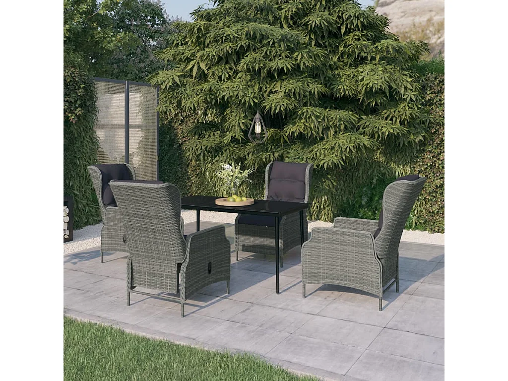 Mayra  Ensemble à manger de jardin 5 pcs Gris clair