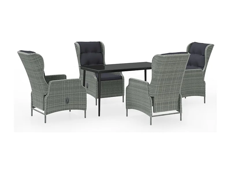 Mayra  Ensemble à manger de jardin 5 pcs Gris clair