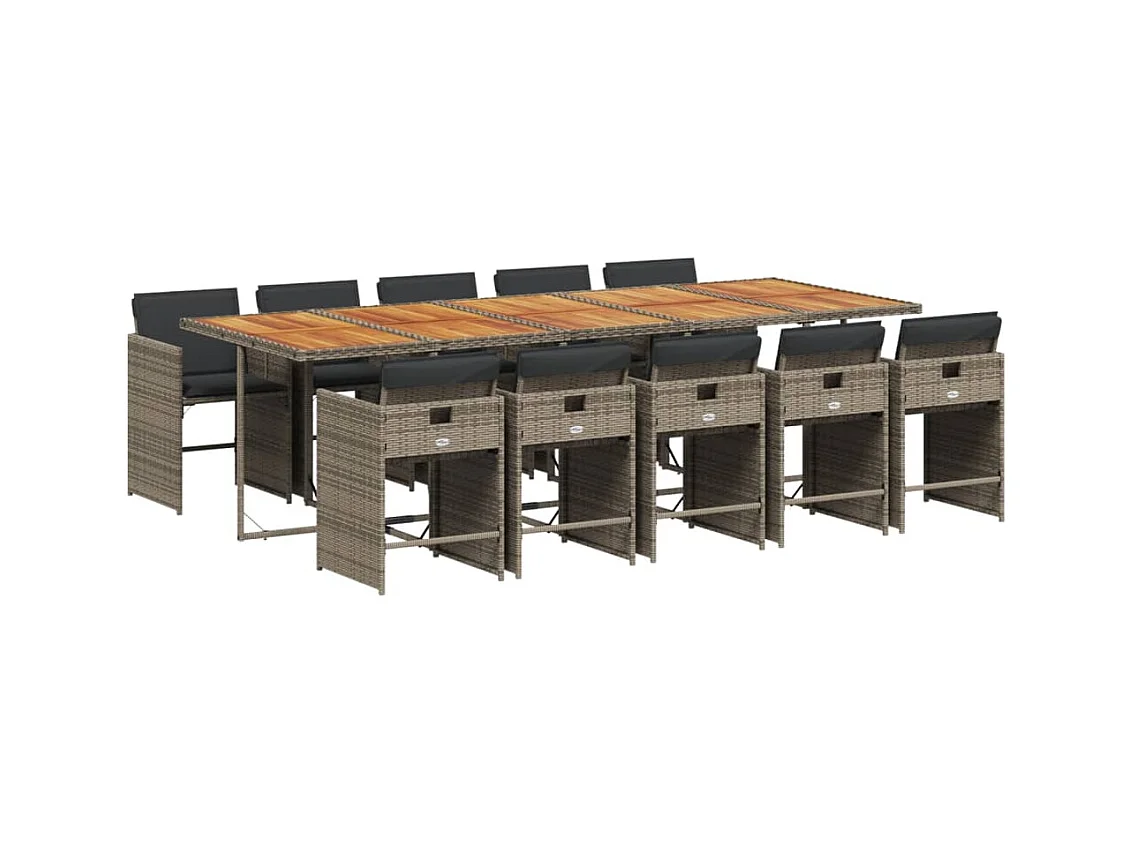 Heeswijk-Dinther  Ensemble à manger de jardin 11pcs avec coussins gris poly rotin