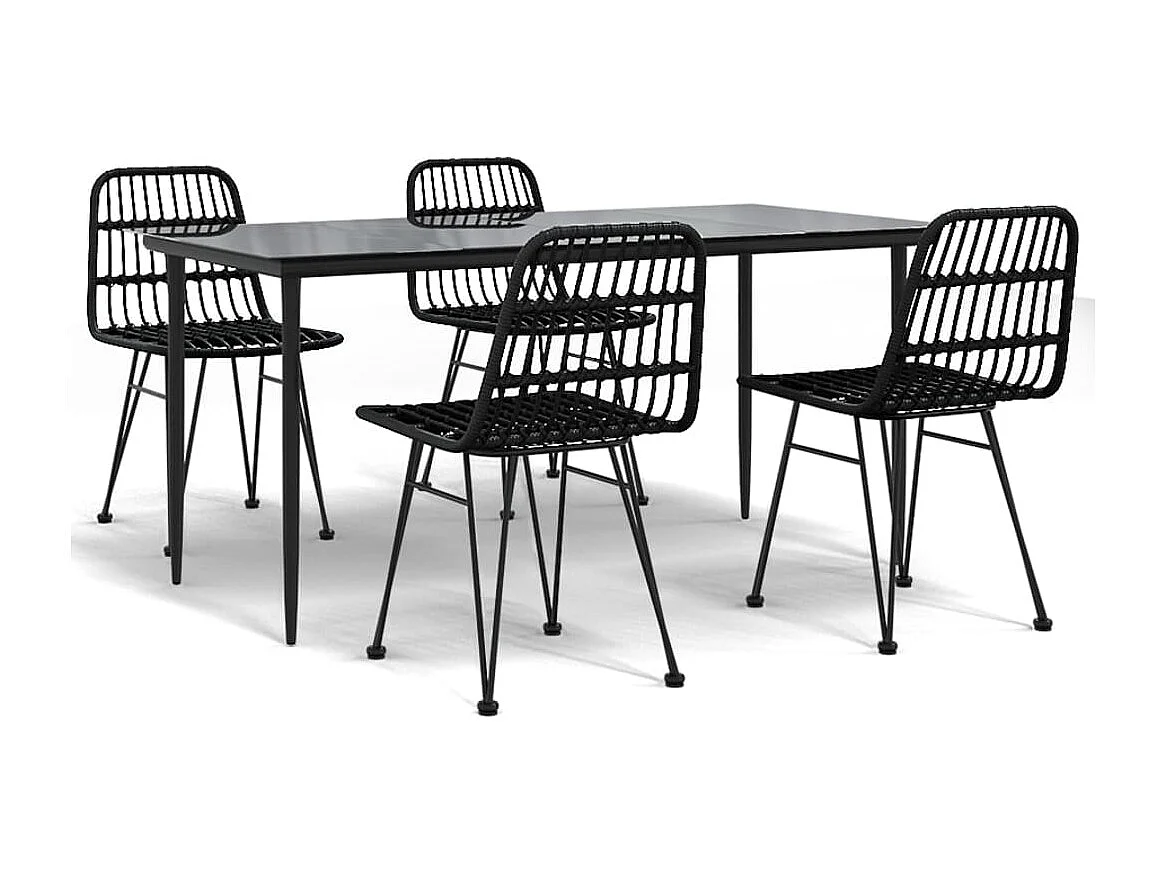 Eden Prairie  Ensemble à manger de jardin 5 pcs Noir Résine tressée