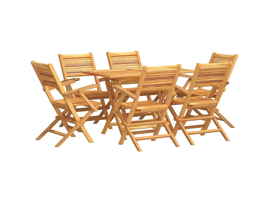 Rianka  Juego de comedor de jardín 7 piezas madera maciza de teca