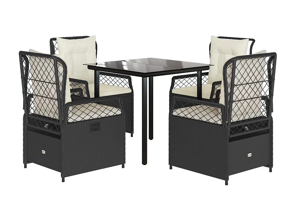 Garden Furniture -  5-delige Tuinset met kussens poly rattan zwart