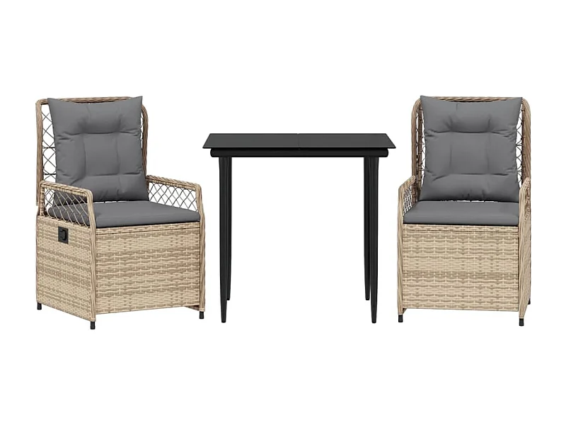 Zalan  3-delige Tuinset met kussens poly rattan beige