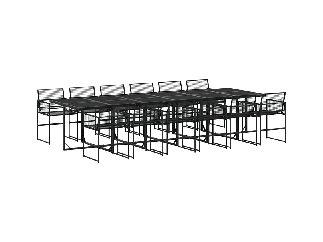 Ghizlan  Set de comedor de jardín 13 pzas ratán sintético negro