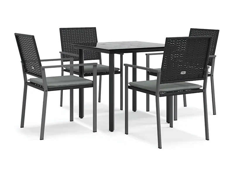 Timothy Scott  Ensemble à manger de jardin 5 pcs coussins résine tressée acier