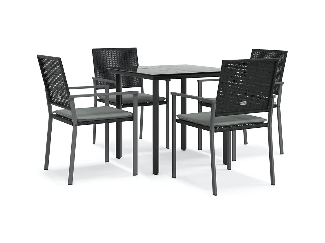 Timothy Scott  Ensemble à manger de jardin 5 pcs coussins résine tressée acier