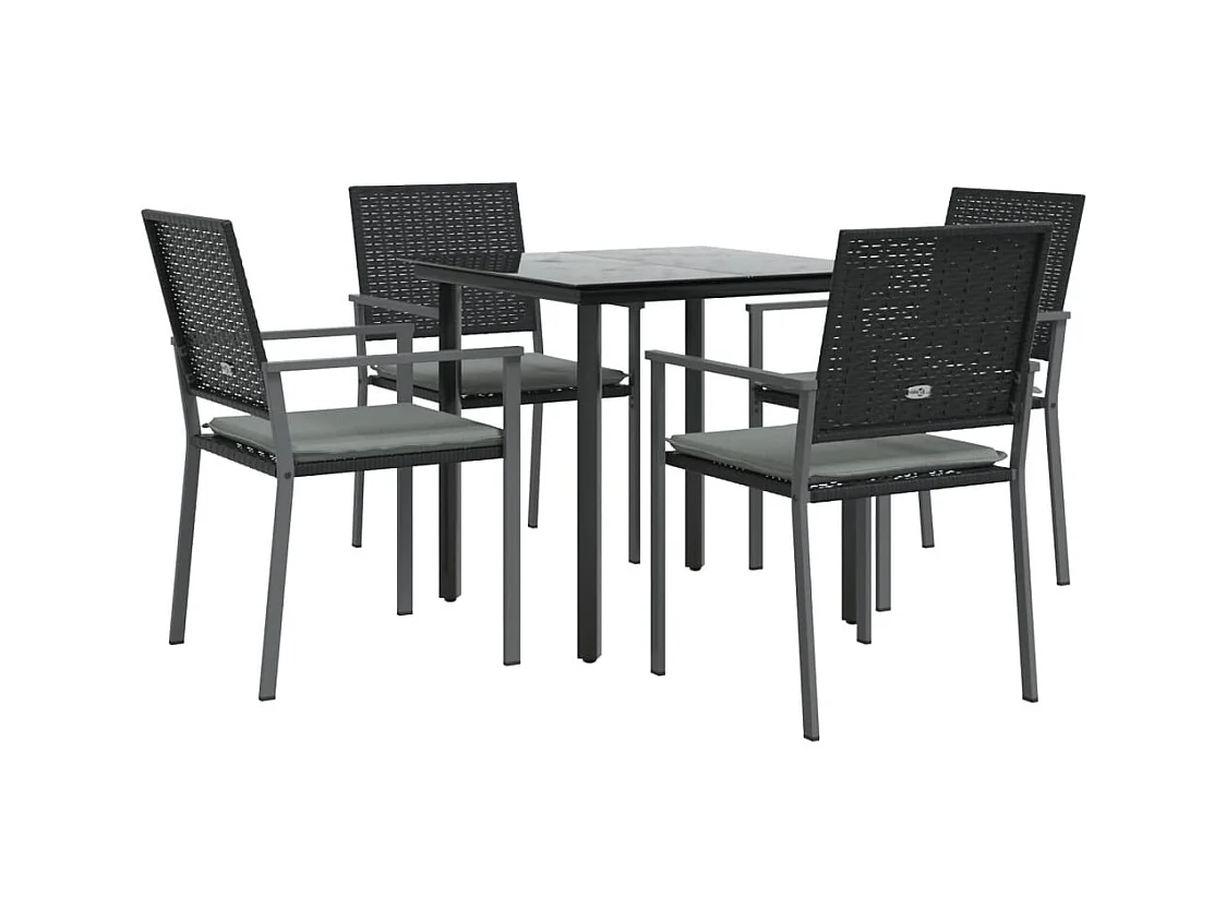 Timothy Scott  Ensemble à manger de jardin 5 pcs coussins résine tressée acier