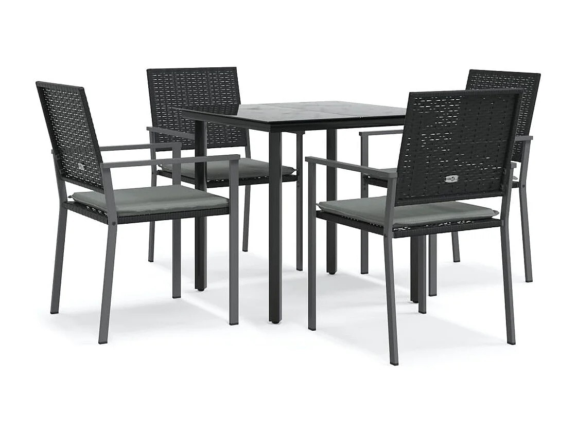 Timothy Scott  Ensemble à manger de jardin 5 pcs coussins résine tressée acier