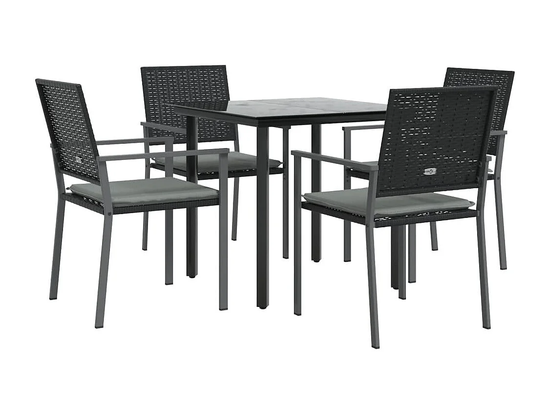 Timothy Scott  Ensemble à manger de jardin 5 pcs coussins résine tressée acier