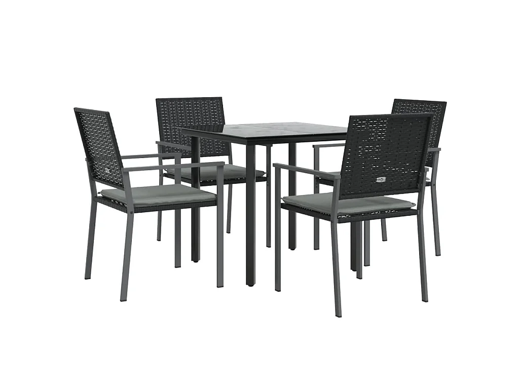 Timothy Scott  Ensemble à manger de jardin 5 pcs coussins résine tressée acier