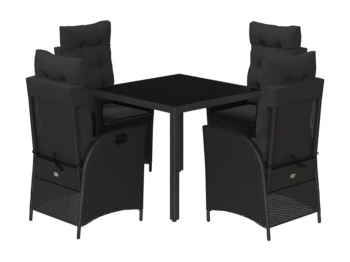 Prolenta Premium -  5-delige Tuinset met kussens poly rattan zwart