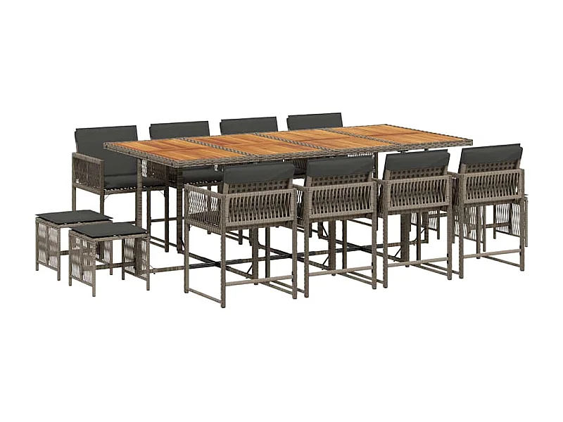 Xeli  13-delige Tuinset met kussens poly rattan grijs