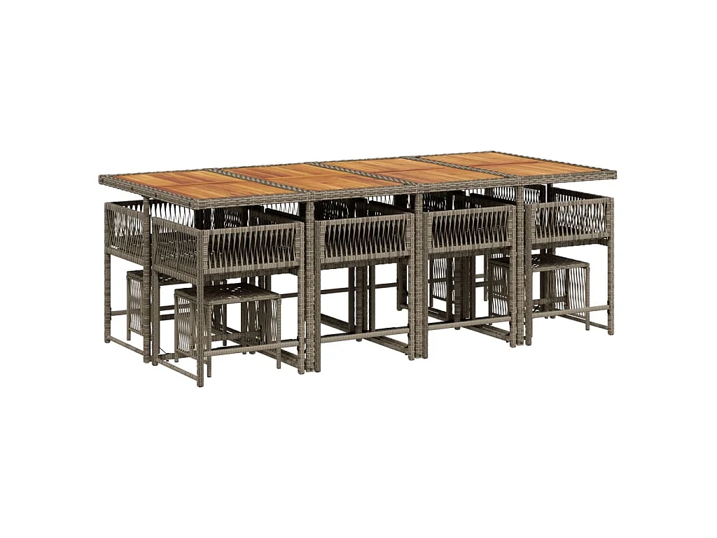 Xeli  13-delige Tuinset met kussens poly rattan grijs