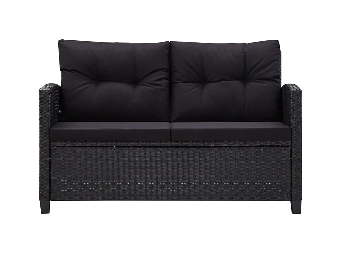 Tjorn  Ensemble à manger de jardin coussins noirs 3 pcs Résine tressée