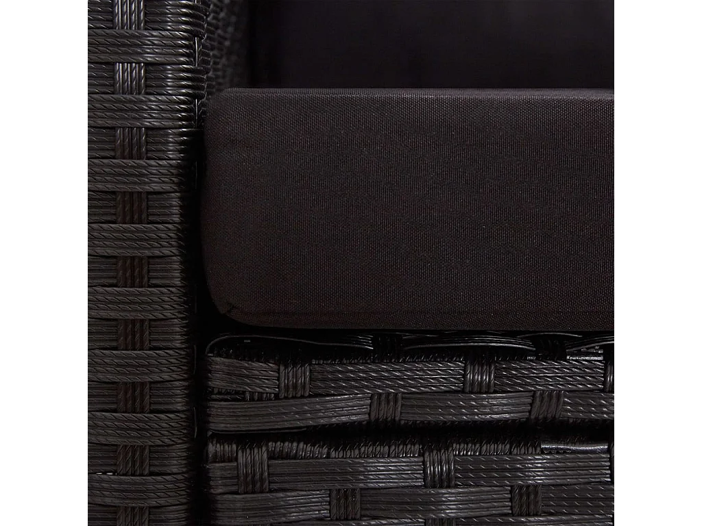 Tjorn  Ensemble à manger de jardin coussins noirs 3 pcs Résine tressée