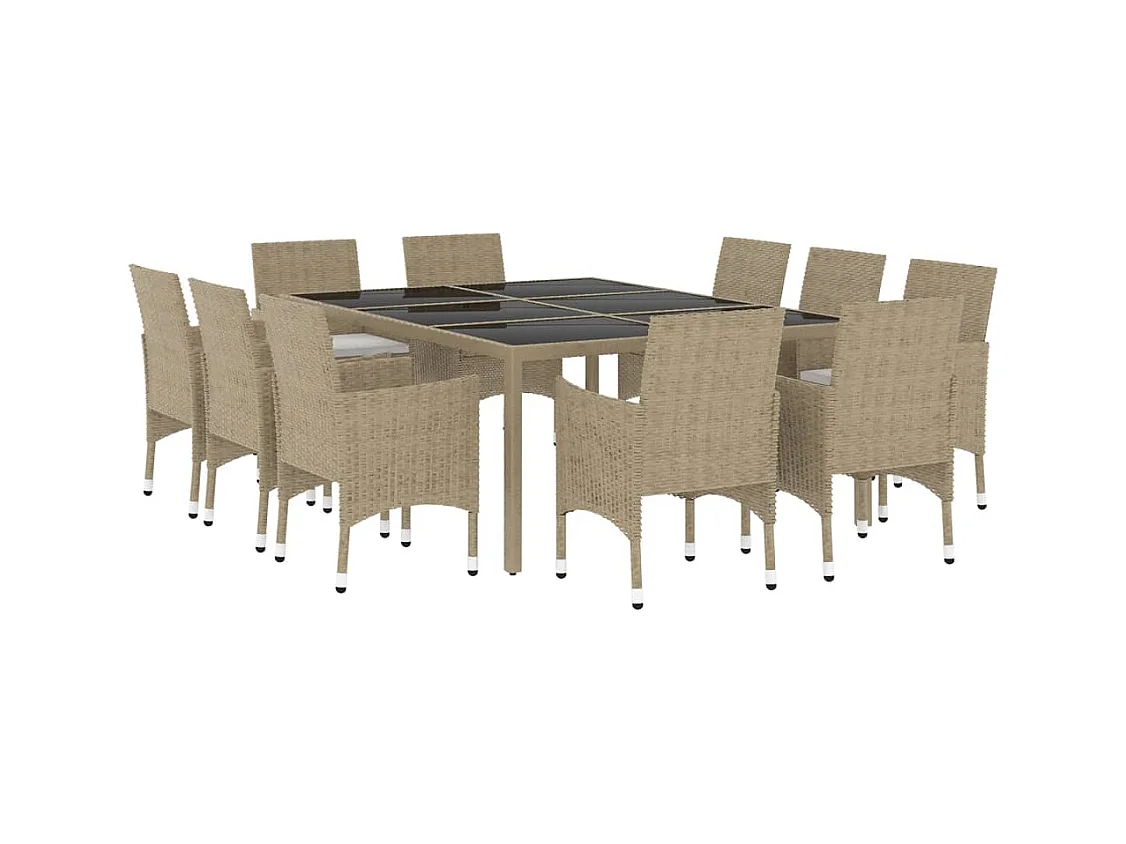 Havron  Ensemble à manger de jardin 11pcs Résine tressée Beige