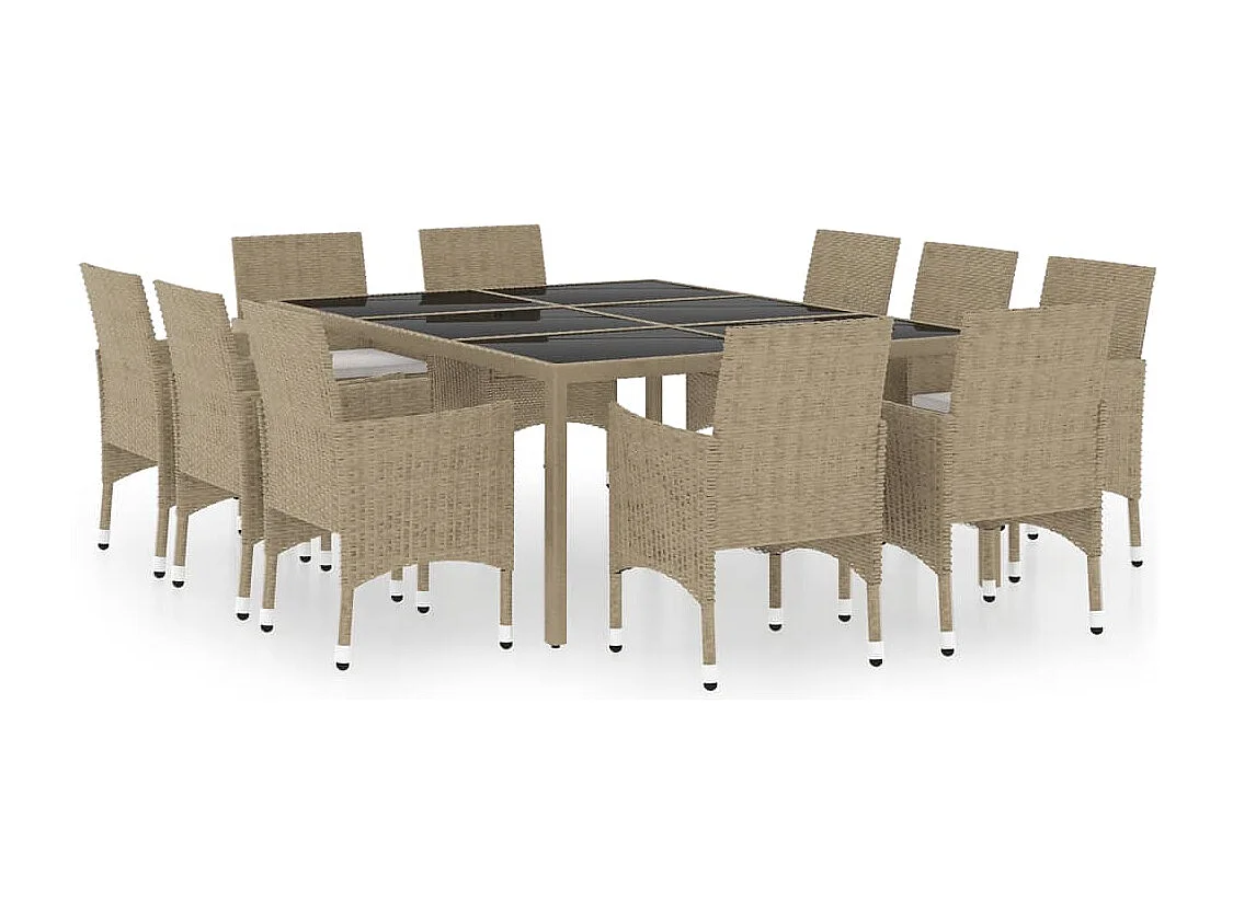 Havron  Ensemble à manger de jardin 11pcs Résine tressée Beige