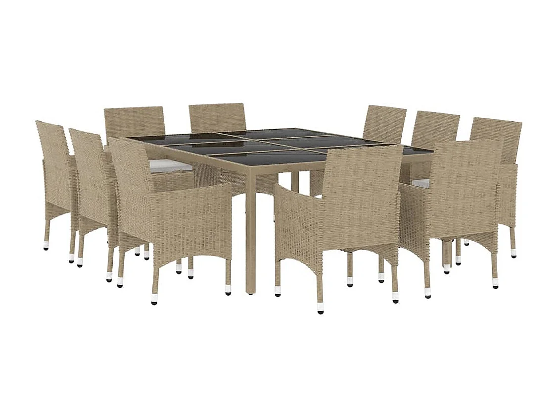 Havron  Ensemble à manger de jardin 11pcs Résine tressée Beige