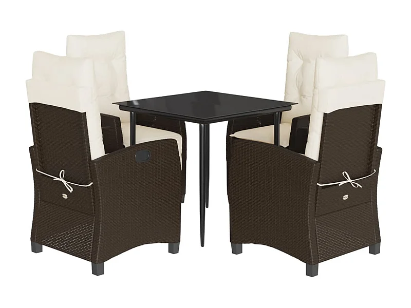 Mauno  5-delige Tuinset met kussens poly rattan bruin